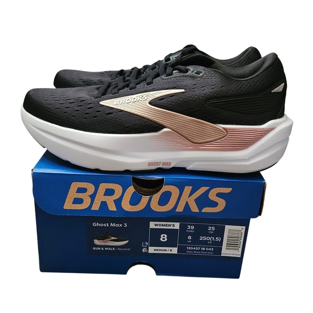 Brooks Ghost Max 3 Womens 8 Black Rose Gold Running Shoes 120457 1B 043